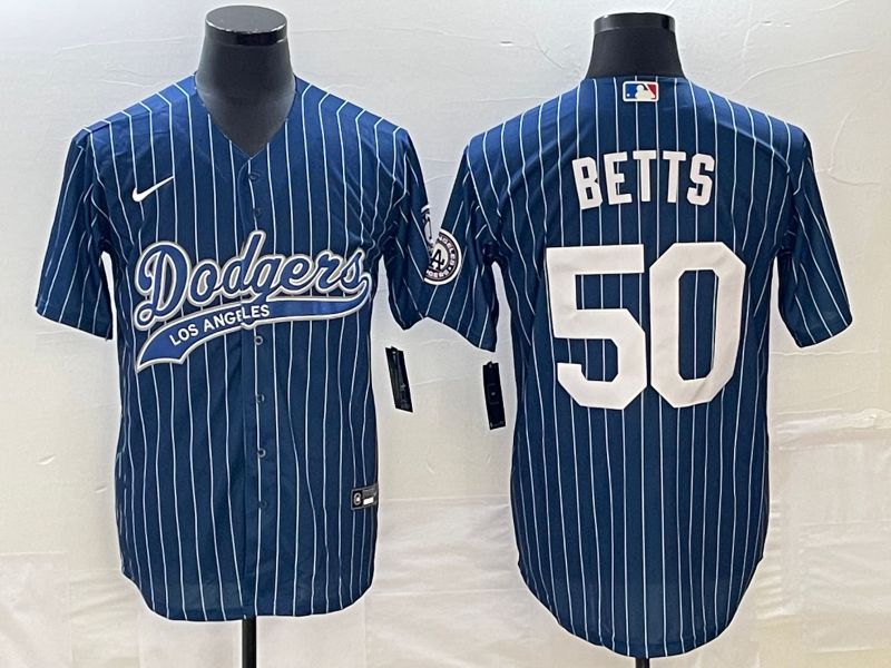 Men's Los Angeles Dodgers Mookie Betts #50 Blue Jersey Joint Edition